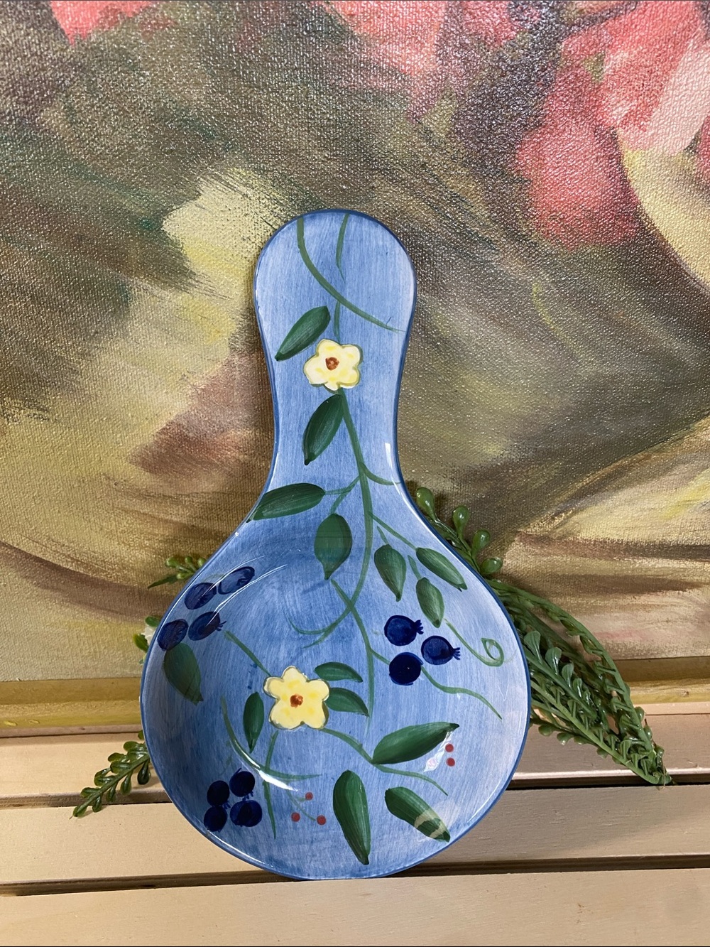 Floral Ceramic Spoon Rest - Picture 2 of 4